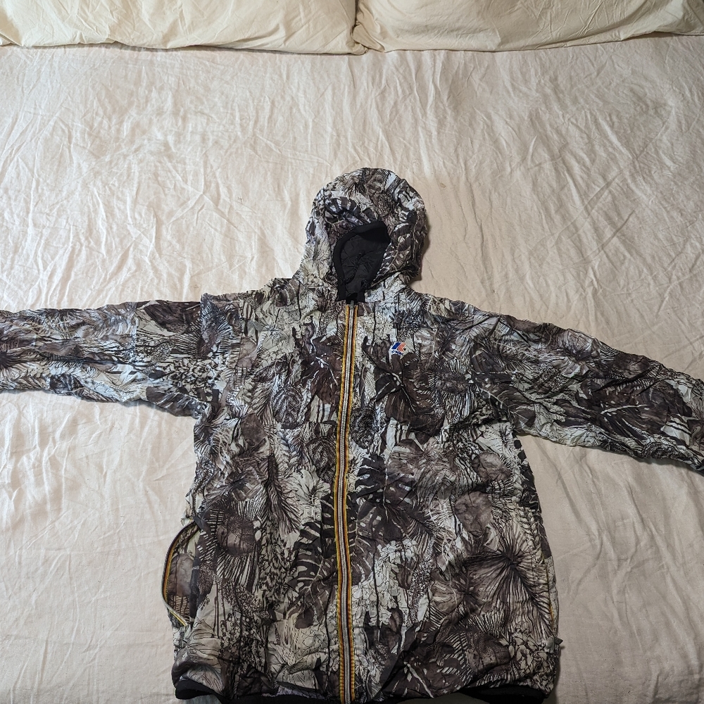 Kway x Christian LaCroix Black/jungle Reversible rain jacket mens XL